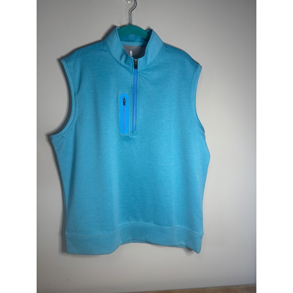 Johnnie O‎ Mens Quarter Zip Vest Blue Heathered Size L Polyester Spandex Golf